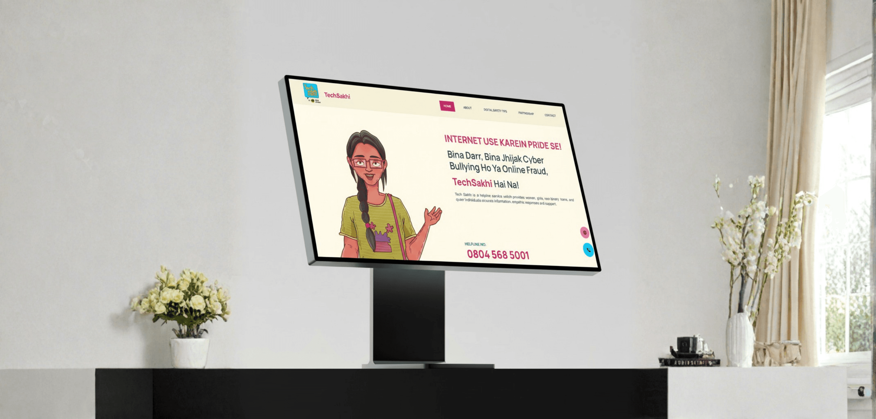 Tech Sakhi: Digital Safety Helpline Website hero mockup
