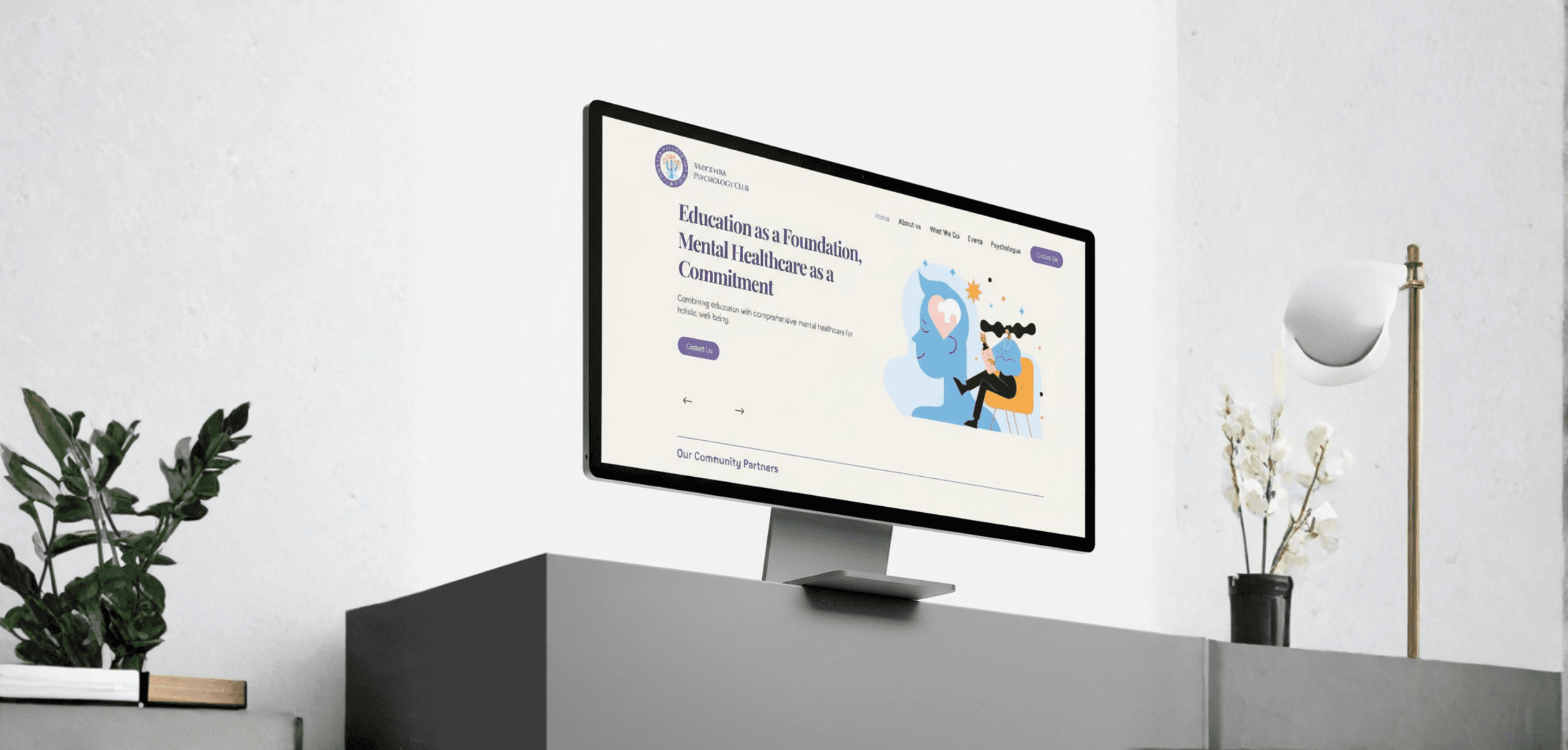 Vadodara Psychology Club: Mental Health and Community Website hero mockup