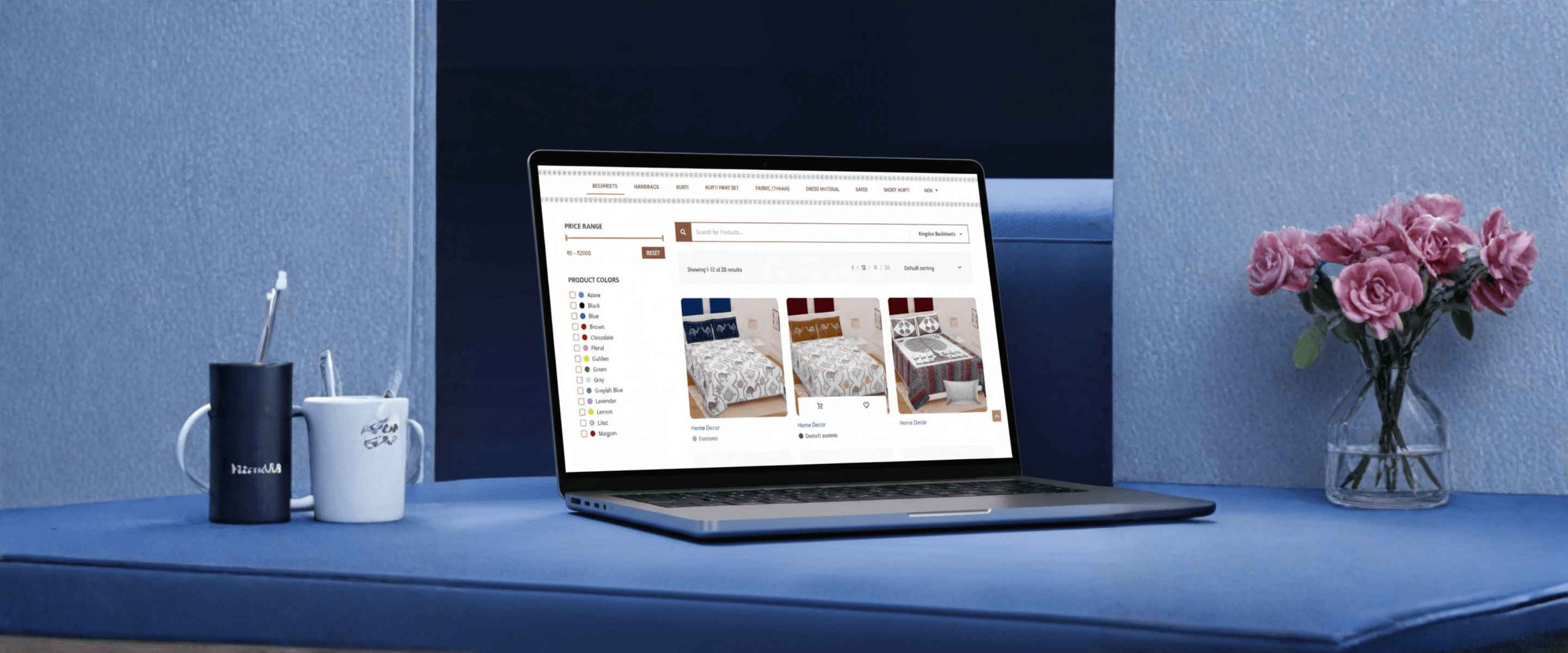 Baroda Prints: E-commerce Website for Indian Textiles device mockup