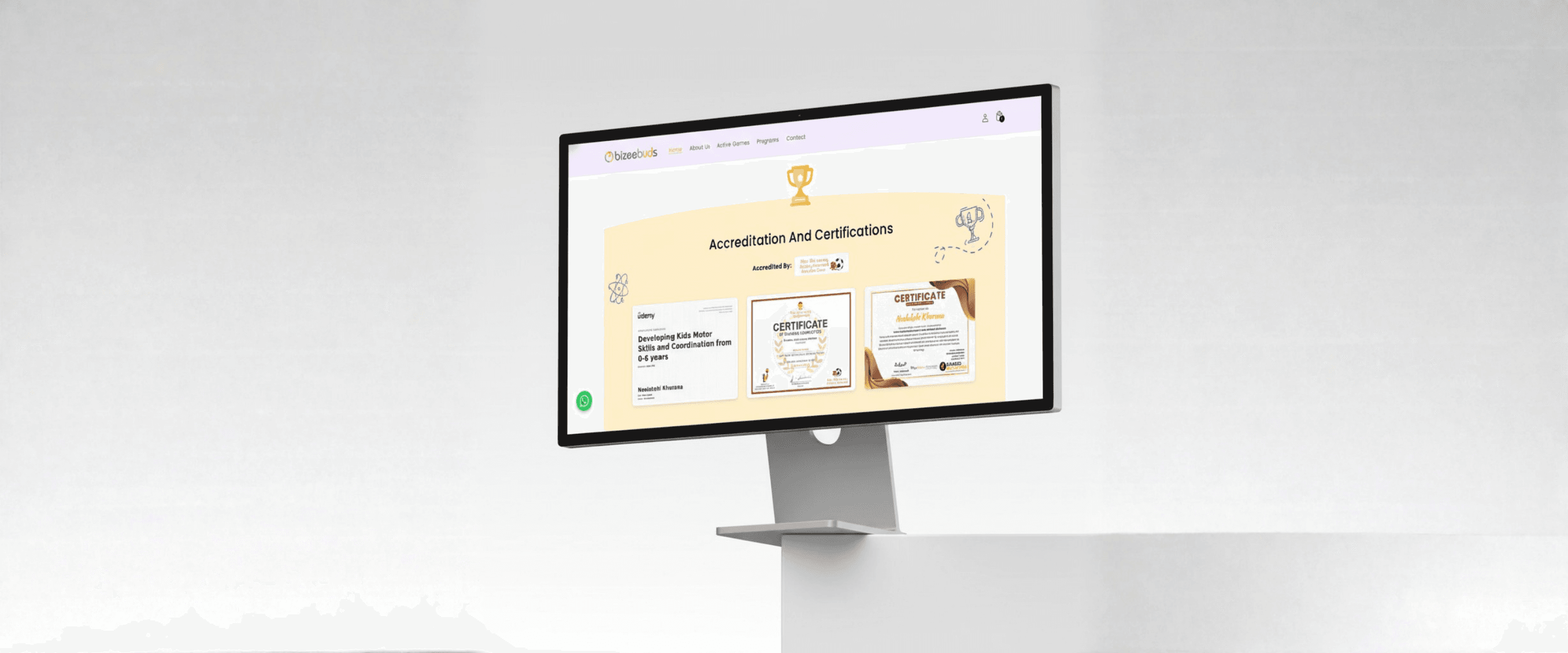 Bizeebuds: Early Childhood Program Website device mockup