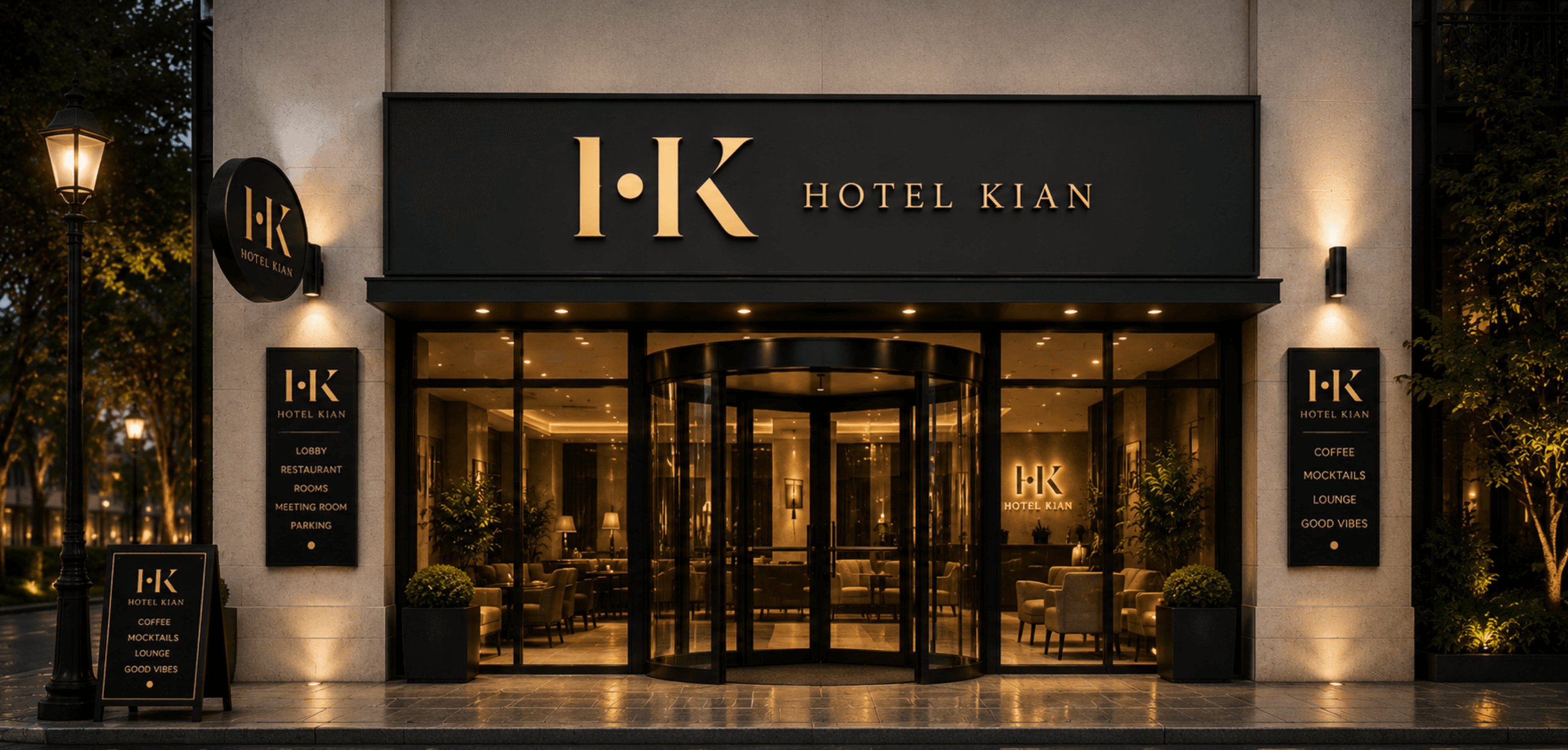 Hotel Kian: Boutique Hospitality Brand Identity hero mockup